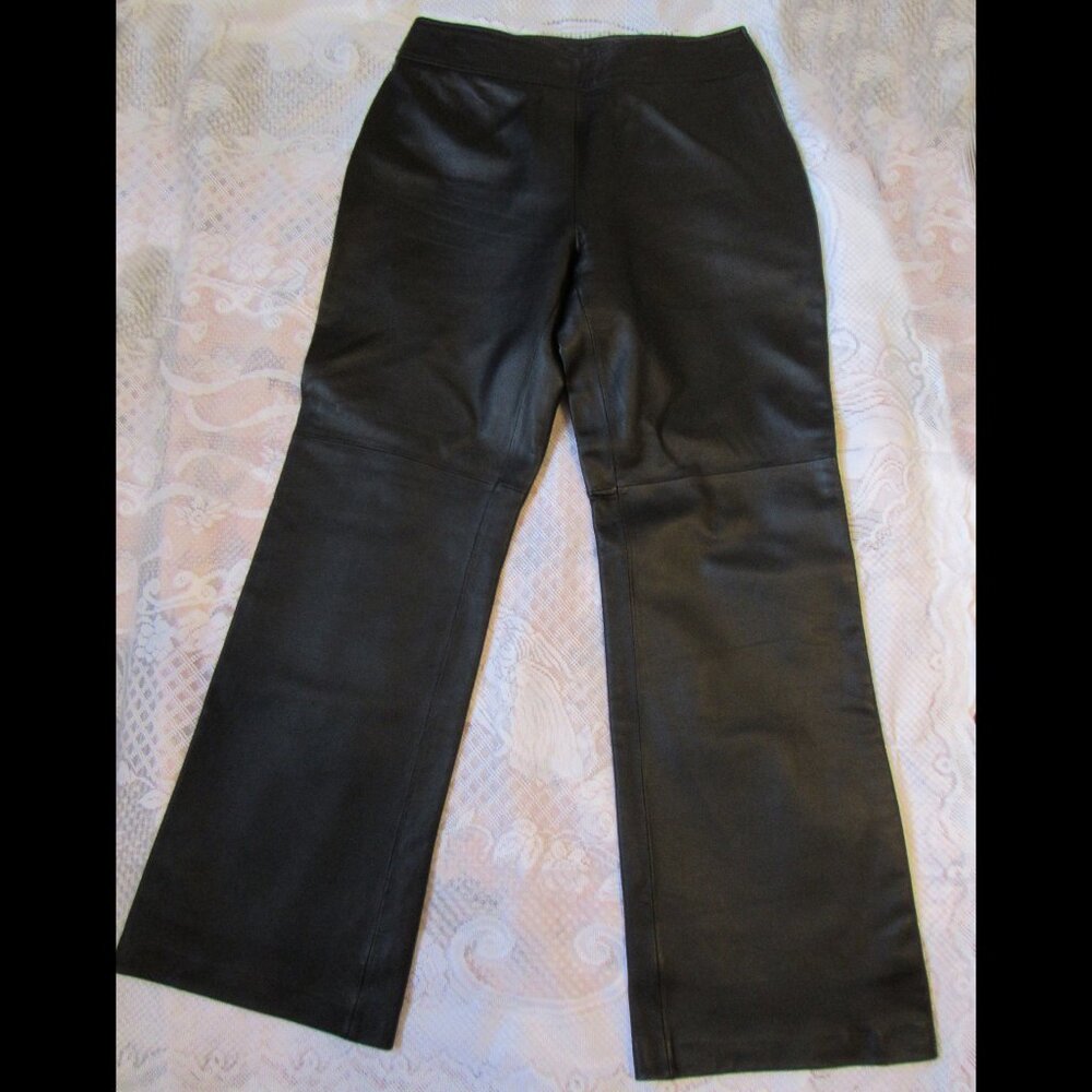 Danier Leather Black Pants, Women, side zip, lined,sz.10